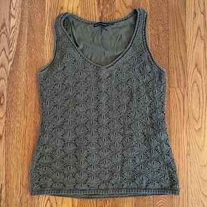 Olive crochet style tank top. White House Black Market size small